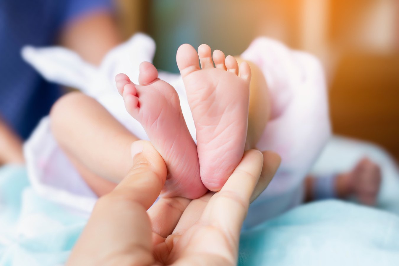 Cute asian baby newborn close up